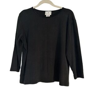 Susan Bristol Women’s Top Size Large Soft Knit Black Stretch Pullover Comfort